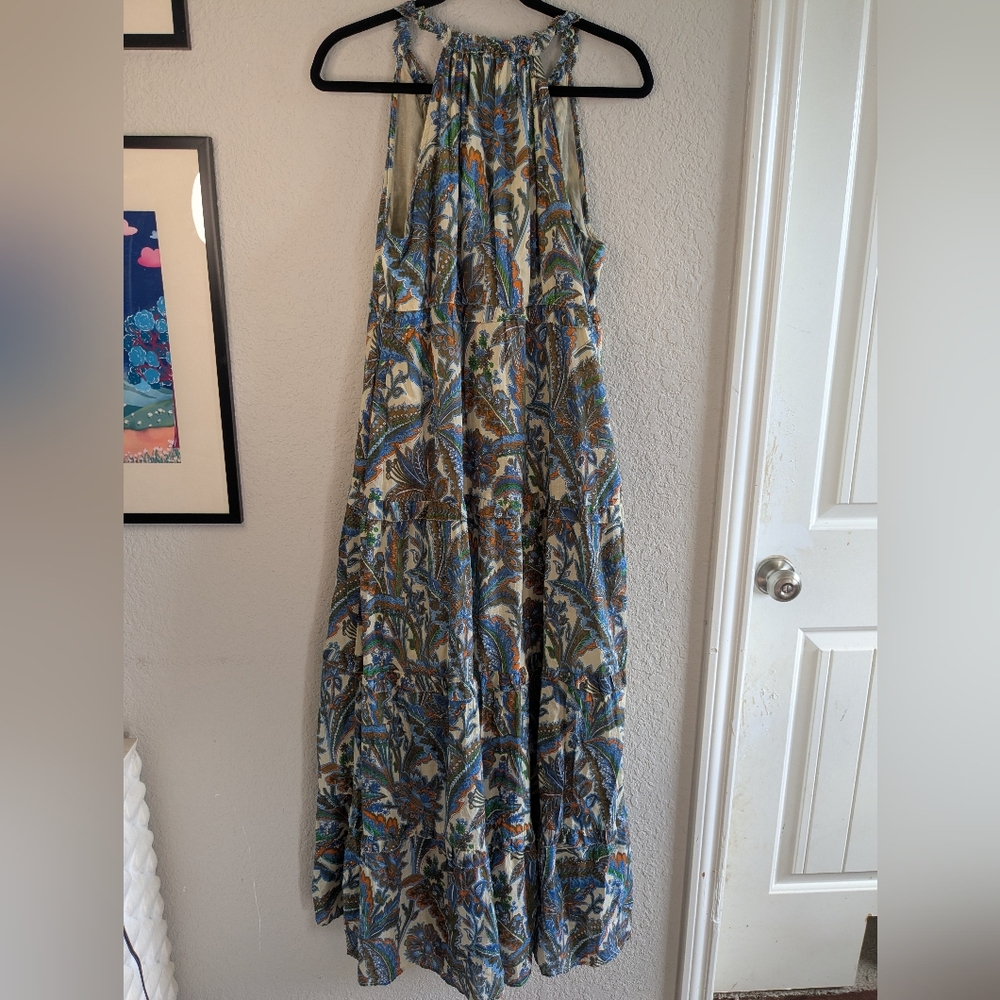 House Of Harlow 1960 Maxi Dress M Halter Neck Tiered Skirt Paisley Boho 70's - Picture 2 of 9